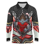 Dolphins Long Sleeve Polo Shirt The Scream of Lightning Eyes - Indigenous Dot Ripping Effect