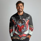 Dolphins Long Sleeve Polo Shirt The Scream of Lightning Eyes - Indigenous Dot Ripping Effect