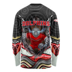 Dolphins Long Sleeve Shirt The Scream of Lightning Eyes - Indigenous Dot Ripping Effect