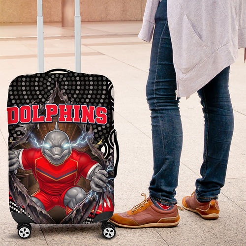 Dolphins Luggage Cover The Scream of Lightning Eyes - Indigenous Dot Ripping Effect