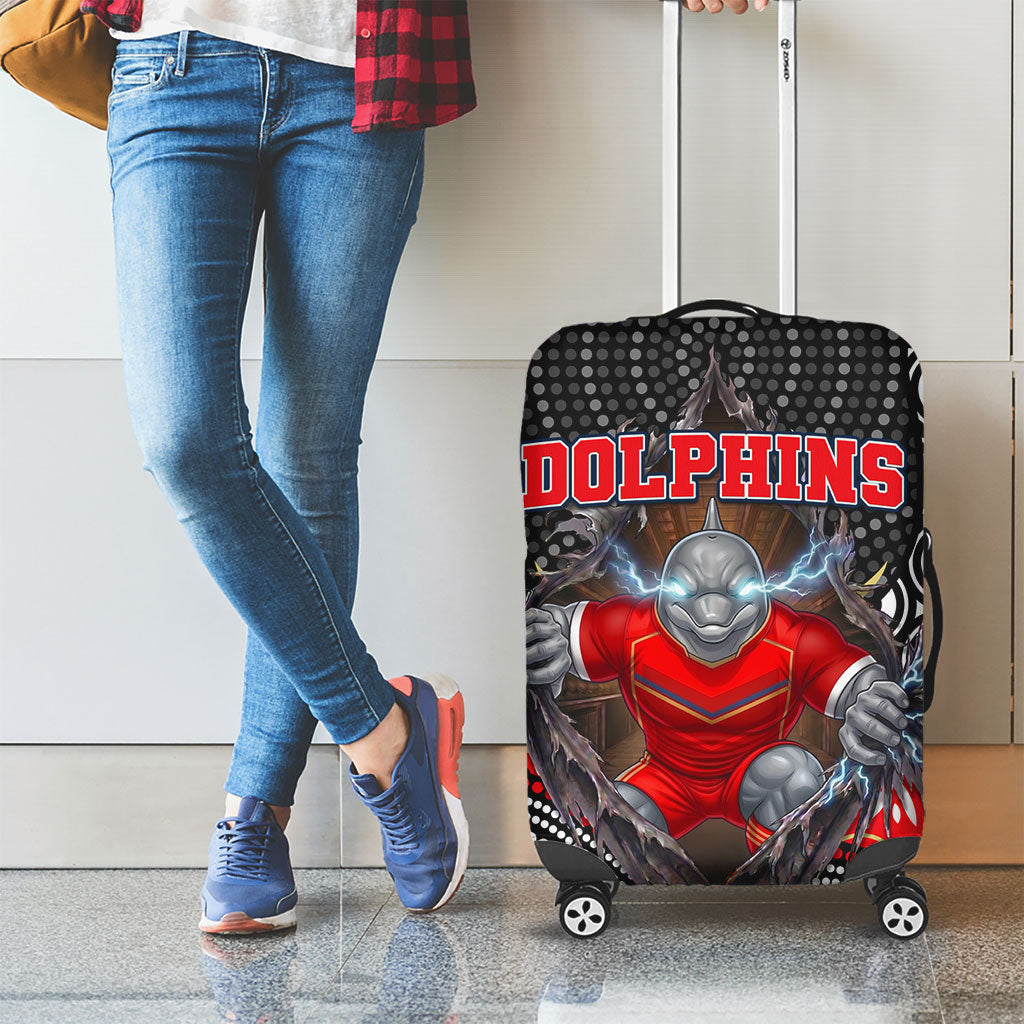 Dolphins Luggage Cover The Scream of Lightning Eyes - Indigenous Dot Ripping Effect