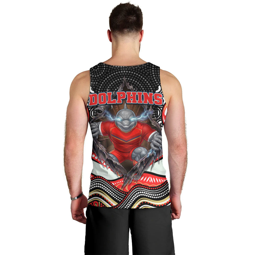 Dolphins Men Tank Top The Scream of Lightning Eyes - Indigenous Dot Ripping Effect