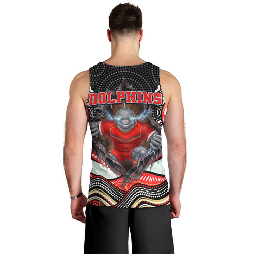 Dolphins Men Tank Top The Scream of Lightning Eyes - Indigenous Dot Ripping Effect