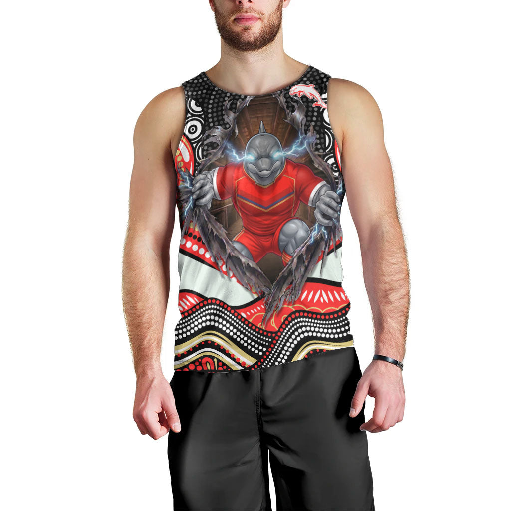 Dolphins Men Tank Top The Scream of Lightning Eyes - Indigenous Dot Ripping Effect