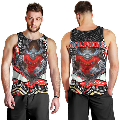 Dolphins Men Tank Top The Scream of Lightning Eyes - Indigenous Dot Ripping Effect