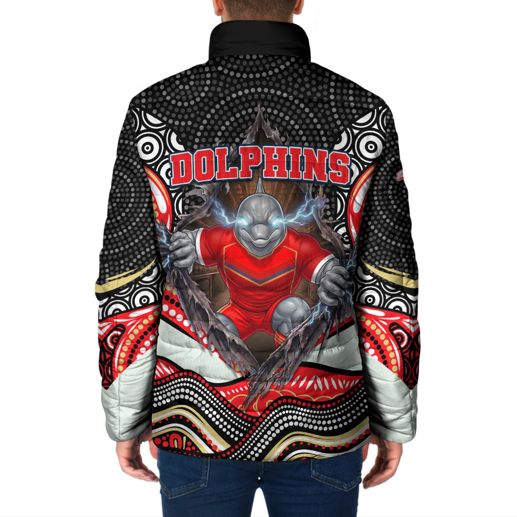 Dolphins Padded Jacket The Scream of Lightning Eyes - Indigenous Dot Ripping Effect