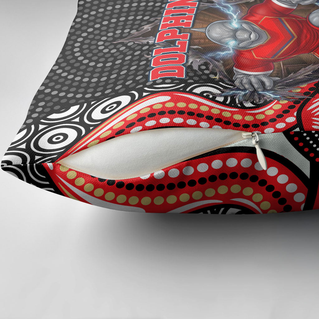 Dolphins Pillow Cover The Scream of Lightning Eyes - Indigenous Dot Ripping Effect