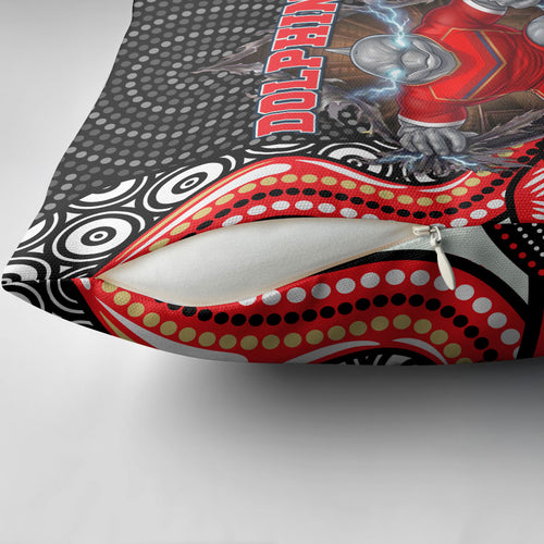 Dolphins Pillow Cover The Scream of Lightning Eyes - Indigenous Dot Ripping Effect