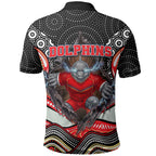Dolphins Polo Shirt The Scream of Lightning Eyes - Indigenous Dot Ripping Effect