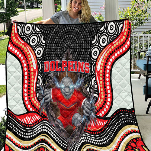 Dolphins Quilt The Scream of Lightning Eyes - Indigenous Dot Ripping Effect