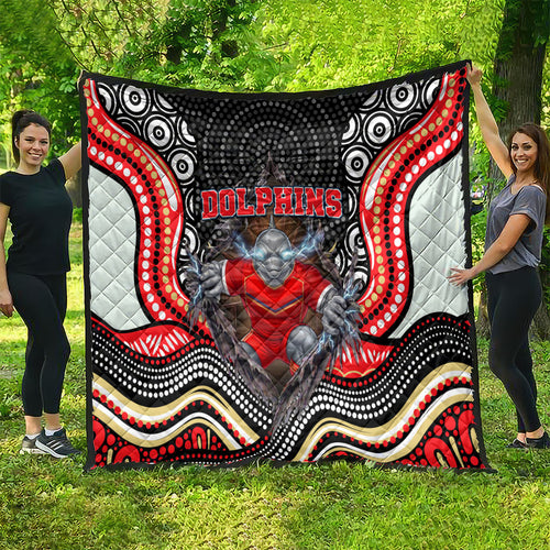 Dolphins Quilt The Scream of Lightning Eyes - Indigenous Dot Ripping Effect
