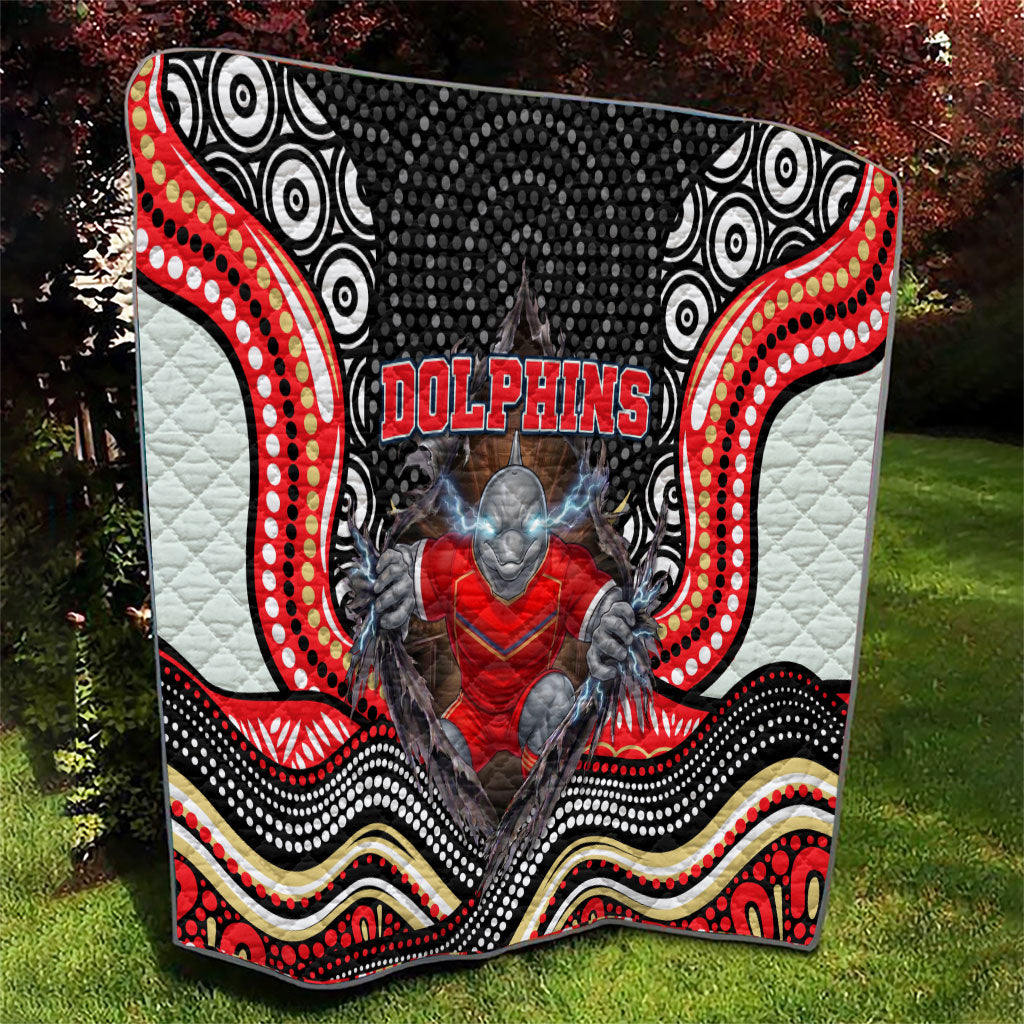 Dolphins Quilt The Scream of Lightning Eyes - Indigenous Dot Ripping Effect