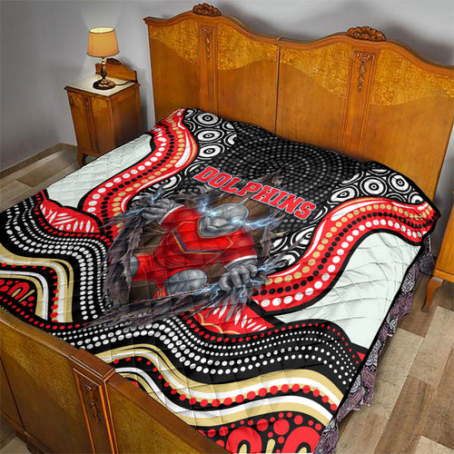 Dolphins Quilt The Scream of Lightning Eyes - Indigenous Dot Ripping Effect