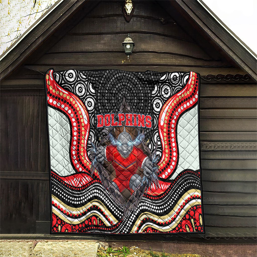 Dolphins Quilt The Scream of Lightning Eyes - Indigenous Dot Ripping Effect