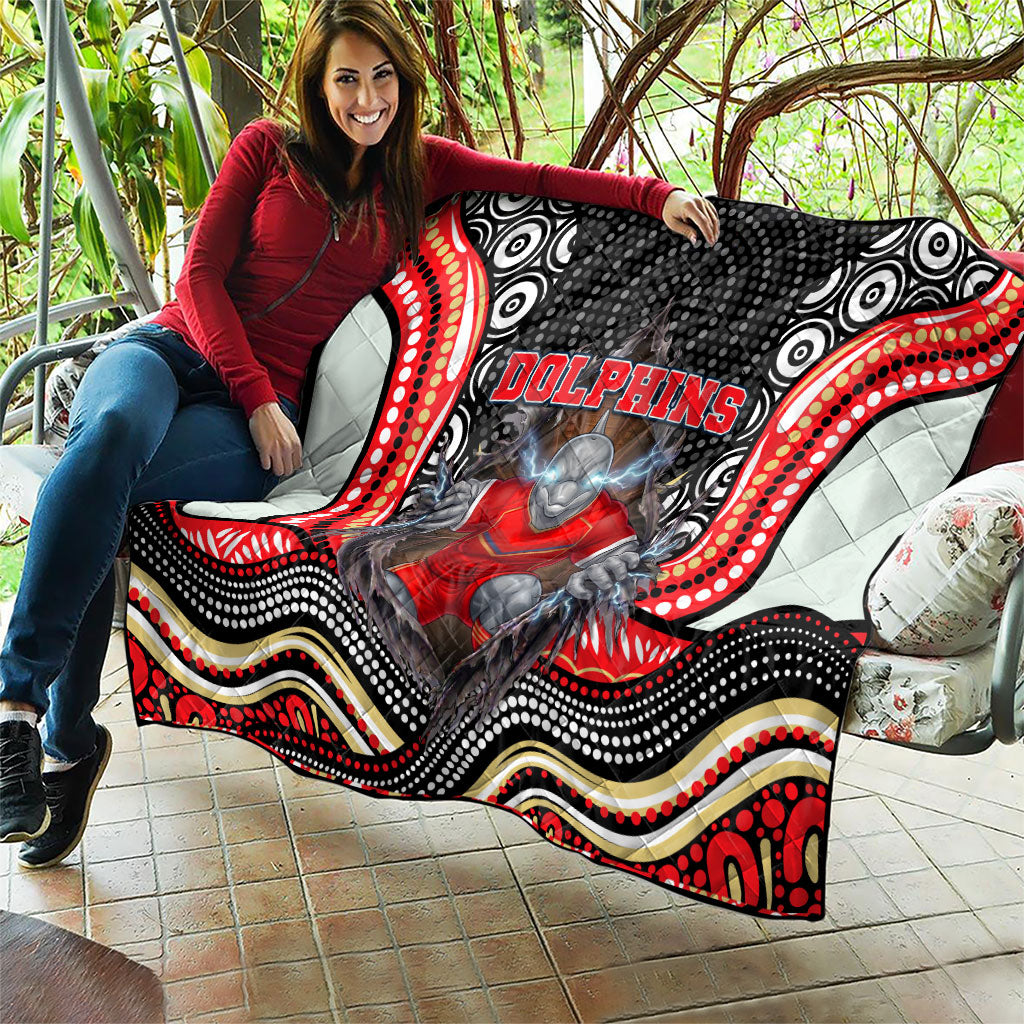 Dolphins Quilt The Scream of Lightning Eyes - Indigenous Dot Ripping Effect
