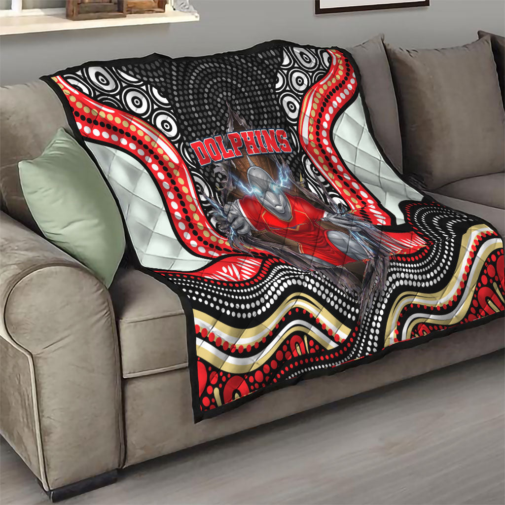 Dolphins Quilt The Scream of Lightning Eyes - Indigenous Dot Ripping Effect