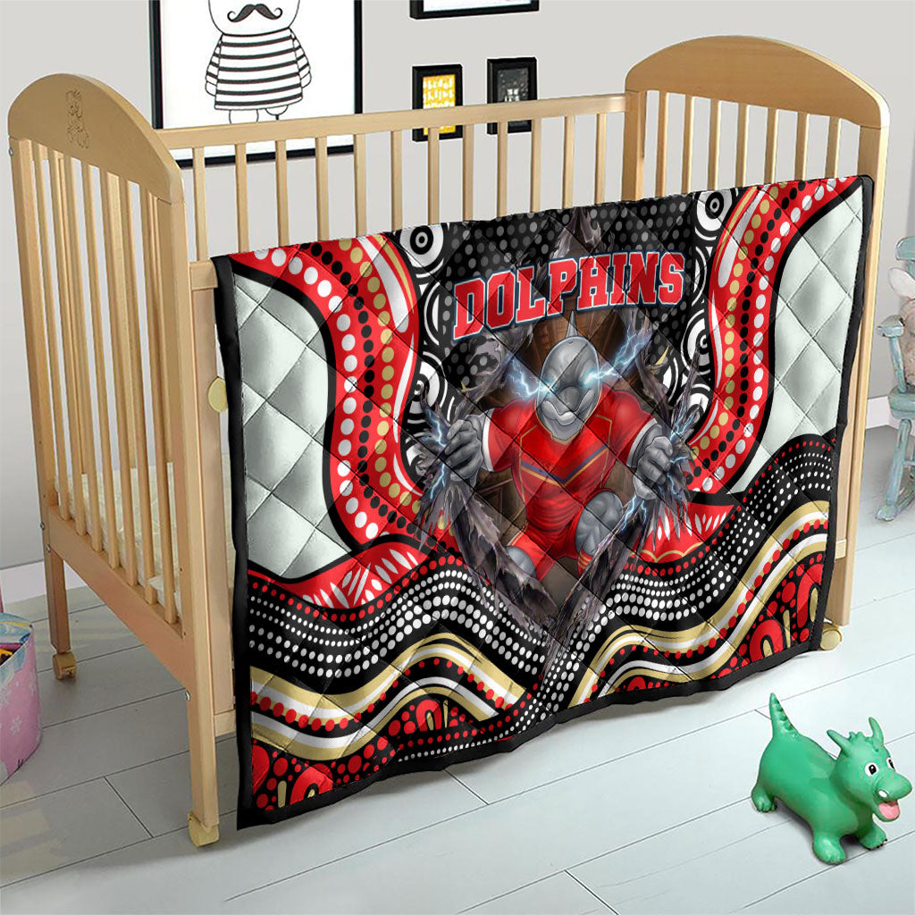 Dolphins Quilt The Scream of Lightning Eyes - Indigenous Dot Ripping Effect