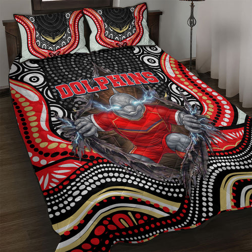 Dolphins Quilt Bed Set The Scream of Lightning Eyes - Indigenous Dot Ripping Effect