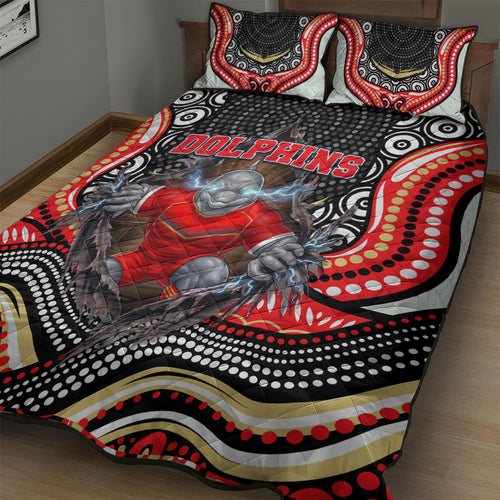 Dolphins Quilt Bed Set The Scream of Lightning Eyes - Indigenous Dot Ripping Effect