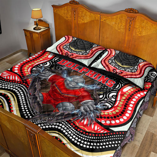 Dolphins Quilt Bed Set The Scream of Lightning Eyes - Indigenous Dot Ripping Effect