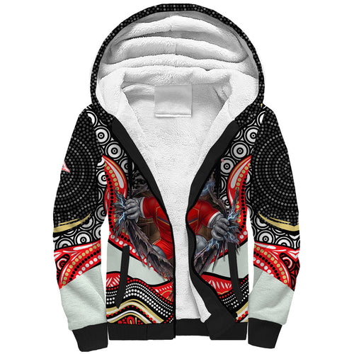 Dolphins Sherpa Hoodie The Scream of Lightning Eyes - Indigenous Dot Ripping Effect