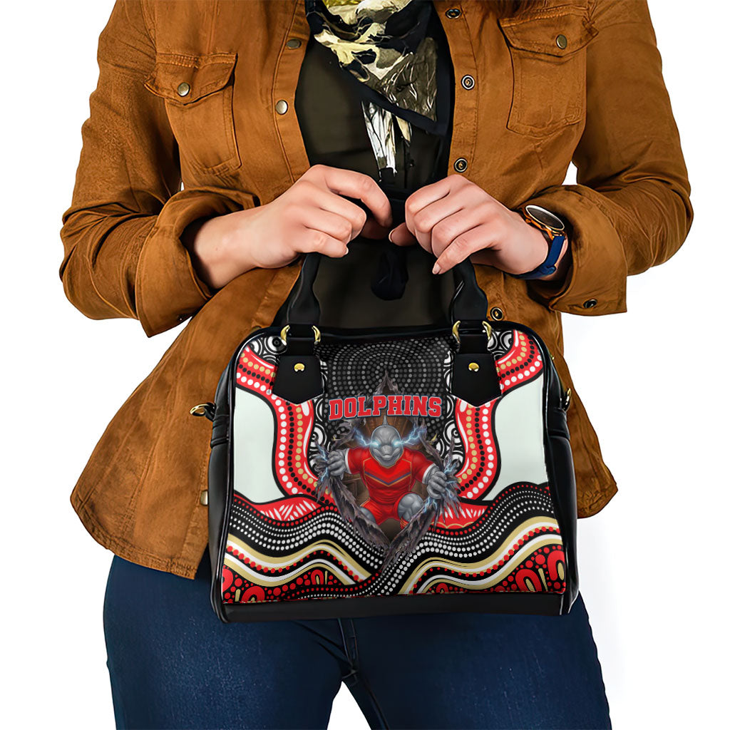 Dolphins Shoulder Handbag The Scream of Lightning Eyes - Indigenous Dot Ripping Effect