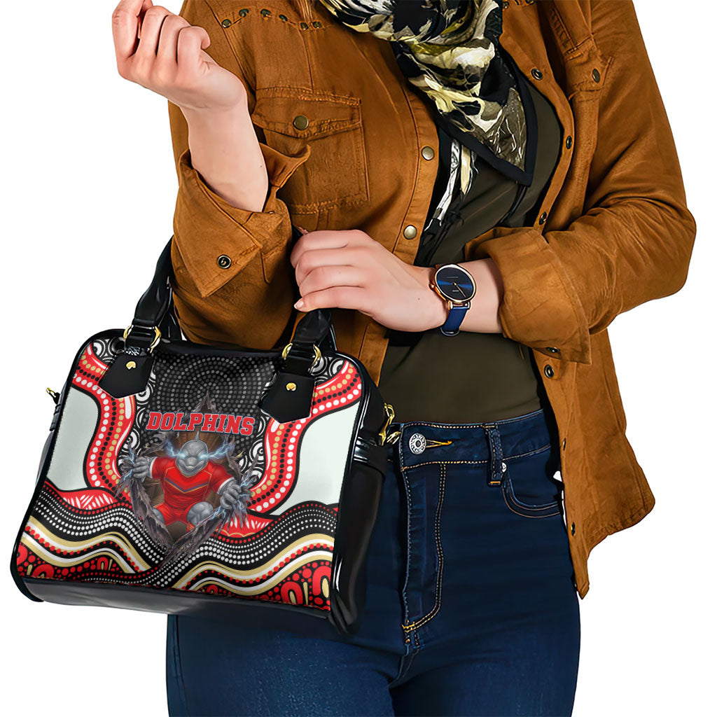 Dolphins Shoulder Handbag The Scream of Lightning Eyes - Indigenous Dot Ripping Effect