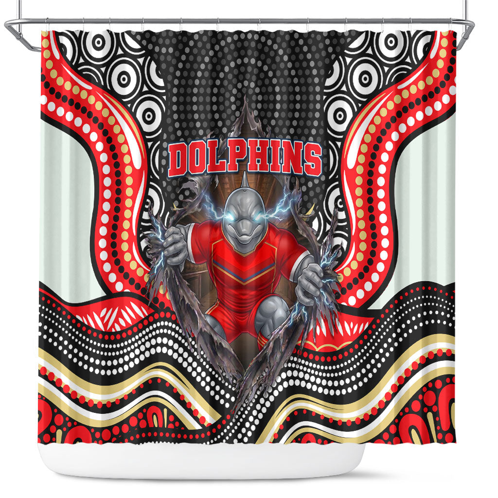 Dolphins Shower Curtain The Scream of Lightning Eyes - Indigenous Dot Ripping Effect