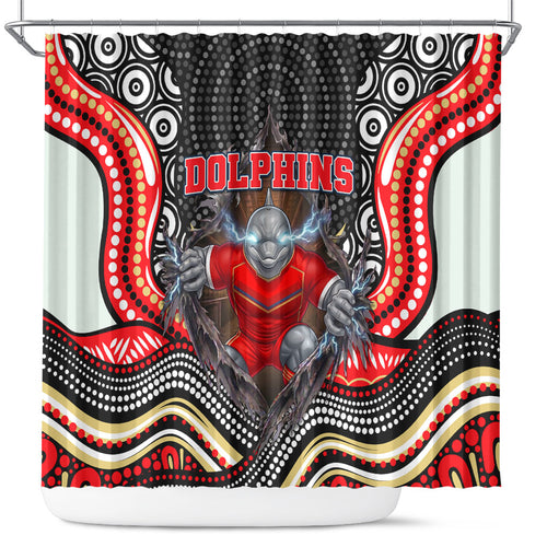 Dolphins Shower Curtain The Scream of Lightning Eyes - Indigenous Dot Ripping Effect