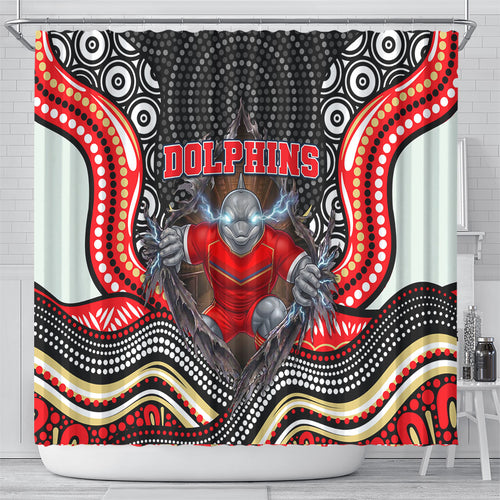 Dolphins Shower Curtain The Scream of Lightning Eyes - Indigenous Dot Ripping Effect