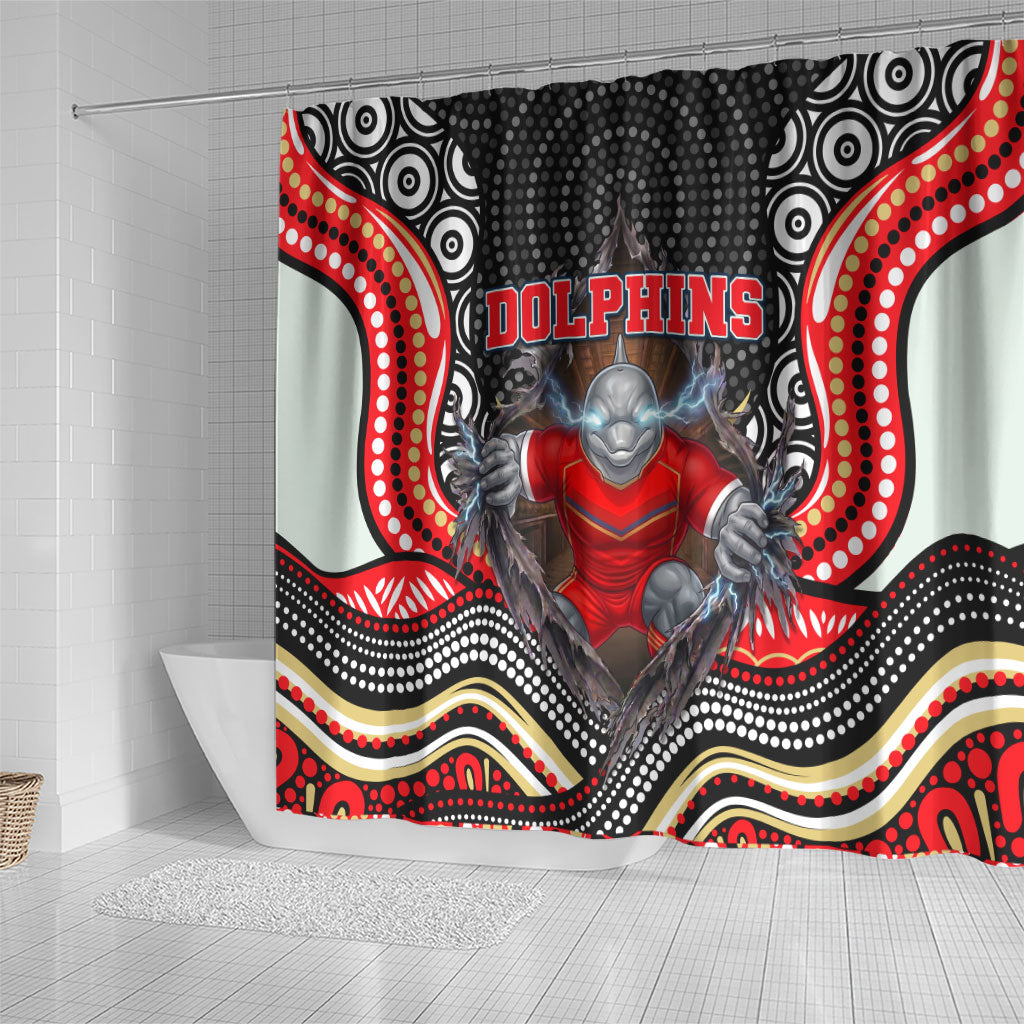 Dolphins Shower Curtain The Scream of Lightning Eyes - Indigenous Dot Ripping Effect