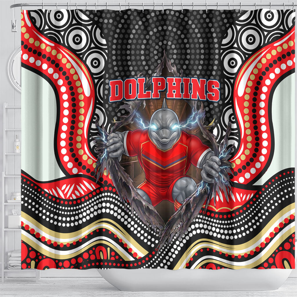 Dolphins Shower Curtain The Scream of Lightning Eyes - Indigenous Dot Ripping Effect