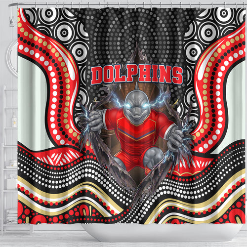 Dolphins Shower Curtain The Scream of Lightning Eyes - Indigenous Dot Ripping Effect