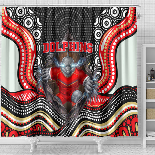 Dolphins Shower Curtain The Scream of Lightning Eyes - Indigenous Dot Ripping Effect