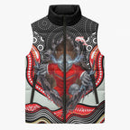 Dolphins Sleeveless Puffer Jacket The Scream of Lightning Eyes - Indigenous Dot Ripping Effect