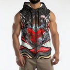 Dolphins Sleeveless Zip Hoodie The Scream of Lightning Eyes - Indigenous Dot Ripping Effect