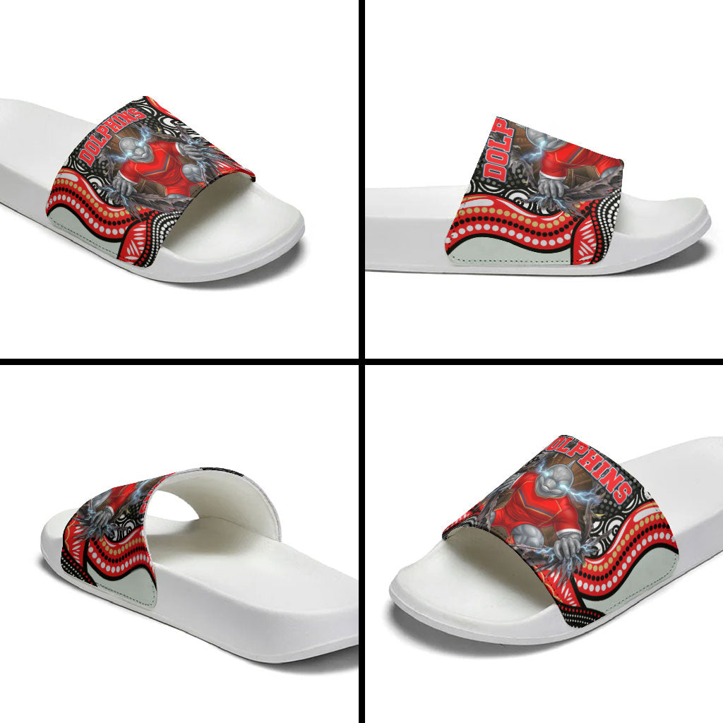 Dolphins Slide Sandals The Scream of Lightning Eyes - Indigenous Dot Ripping Effect