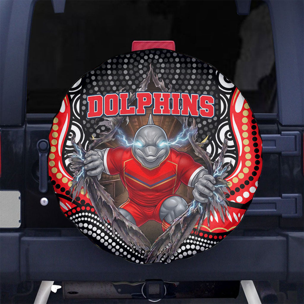 Dolphins Spare Tire Cover The Scream of Lightning Eyes - Indigenous Dot Ripping Effect