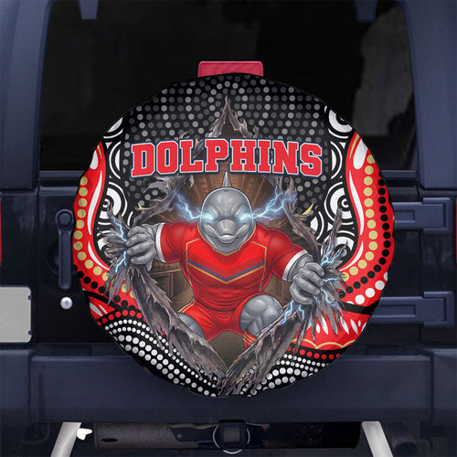 Dolphins Spare Tire Cover The Scream of Lightning Eyes - Indigenous Dot Ripping Effect