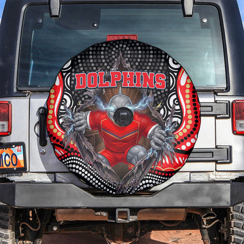 Dolphins Spare Tire Cover The Scream of Lightning Eyes - Indigenous Dot Ripping Effect