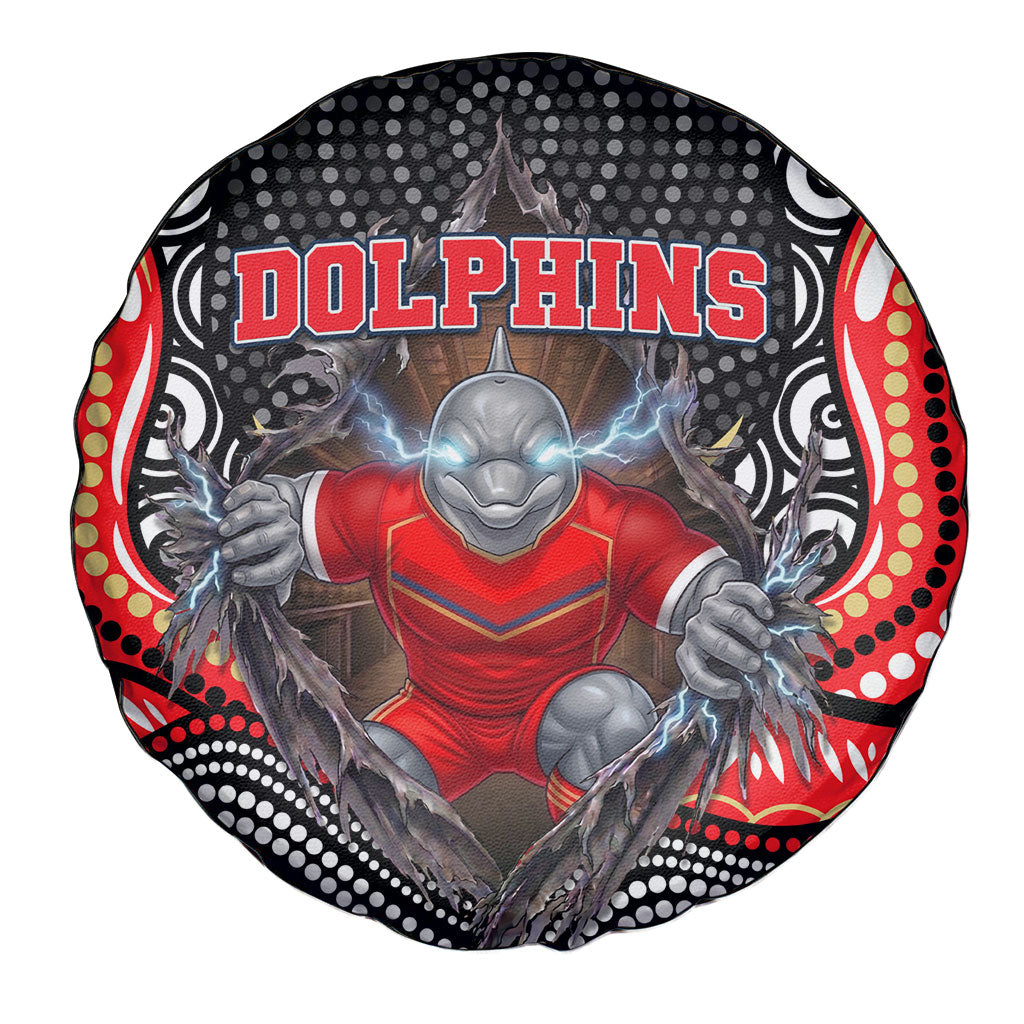 Dolphins Spare Tire Cover The Scream of Lightning Eyes - Indigenous Dot Ripping Effect