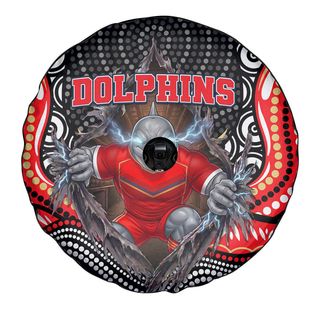 Dolphins Spare Tire Cover The Scream of Lightning Eyes - Indigenous Dot Ripping Effect