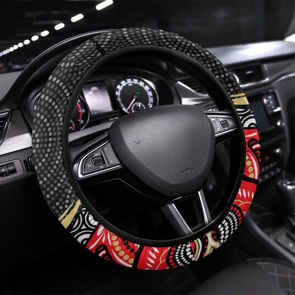 Dolphins Steering Wheel Cover The Scream of Lightning Eyes - Indigenous Dot Ripping Effect