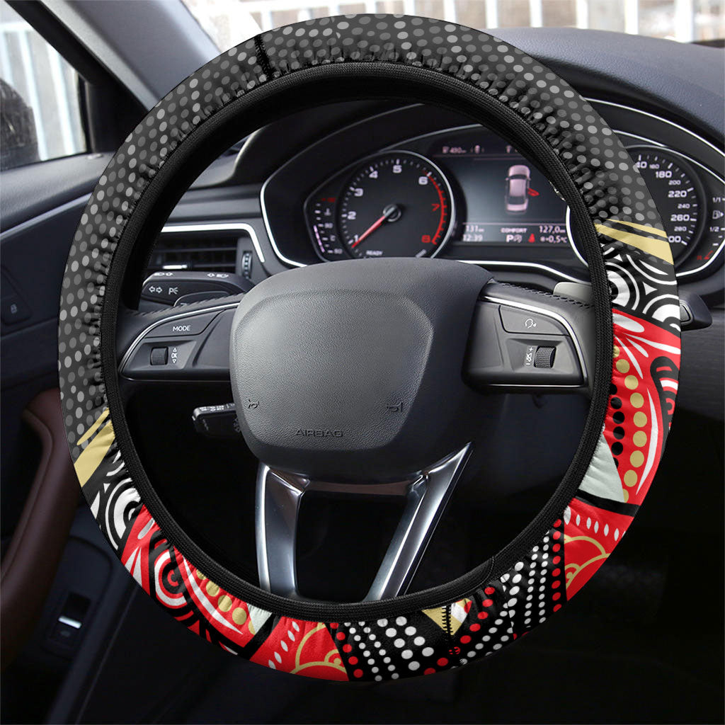 Dolphins Steering Wheel Cover The Scream of Lightning Eyes - Indigenous Dot Ripping Effect