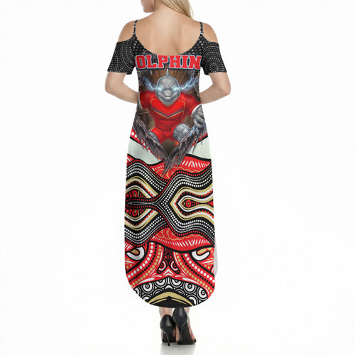 Dolphins Summer Maxi Dress The Scream of Lightning Eyes - Indigenous Dot Ripping Effect