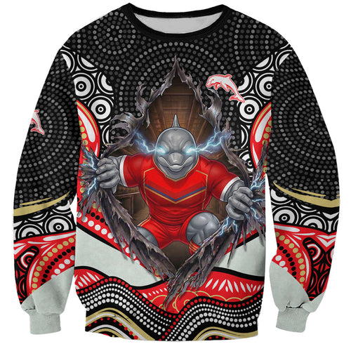 Dolphins Sweatshirt The Scream of Lightning Eyes - Indigenous Dot Ripping Effect