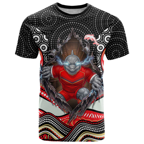 Dolphins T Shirt The Scream of Lightning Eyes - Indigenous Dot Ripping Effect