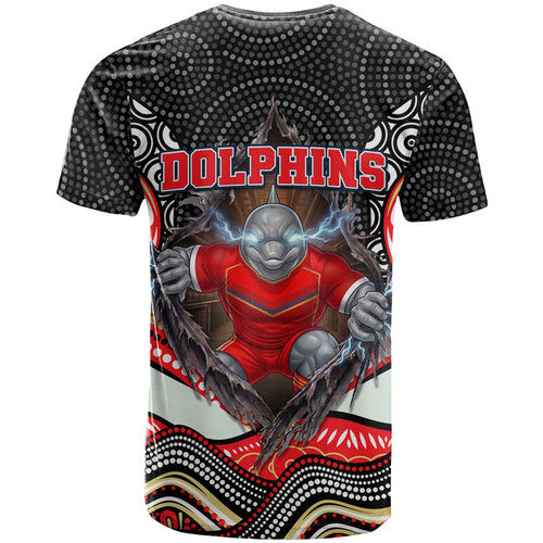 Dolphins T Shirt The Scream of Lightning Eyes - Indigenous Dot Ripping Effect