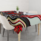 Dolphins Tablecloth The Scream of Lightning Eyes - Indigenous Dot Ripping Effect