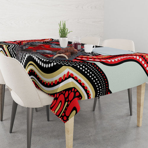 Dolphins Tablecloth The Scream of Lightning Eyes - Indigenous Dot Ripping Effect